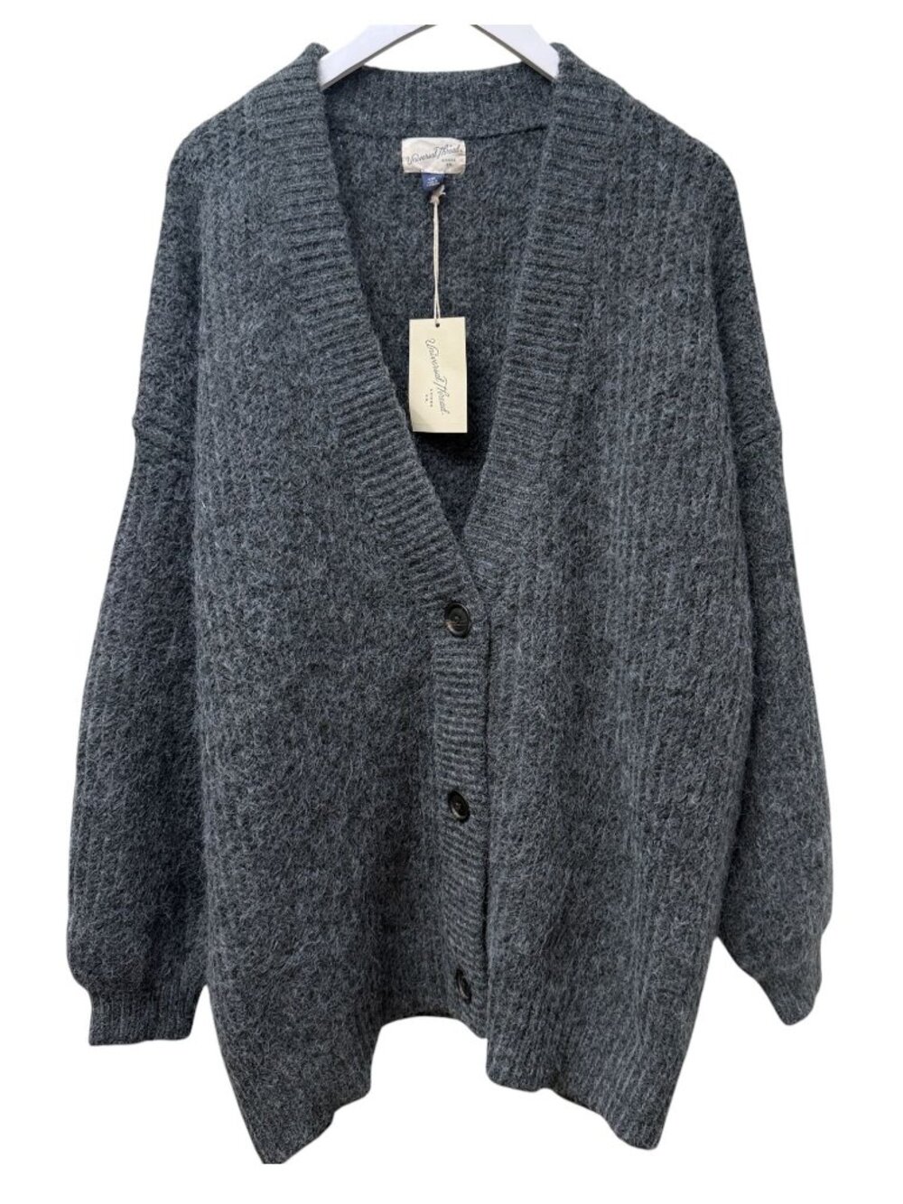 Universal Thread Cardigan XXL Womens Sweater Gray Fuzzy Chunky Knit NWT